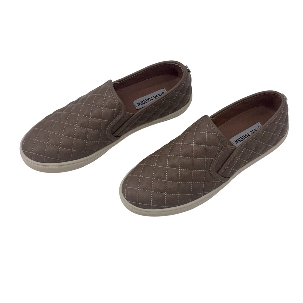 STEVE‎ MADDEN Ecentricq Quilted Women's Sneakers Loafers Taupe Size 9 Sporty EUC
